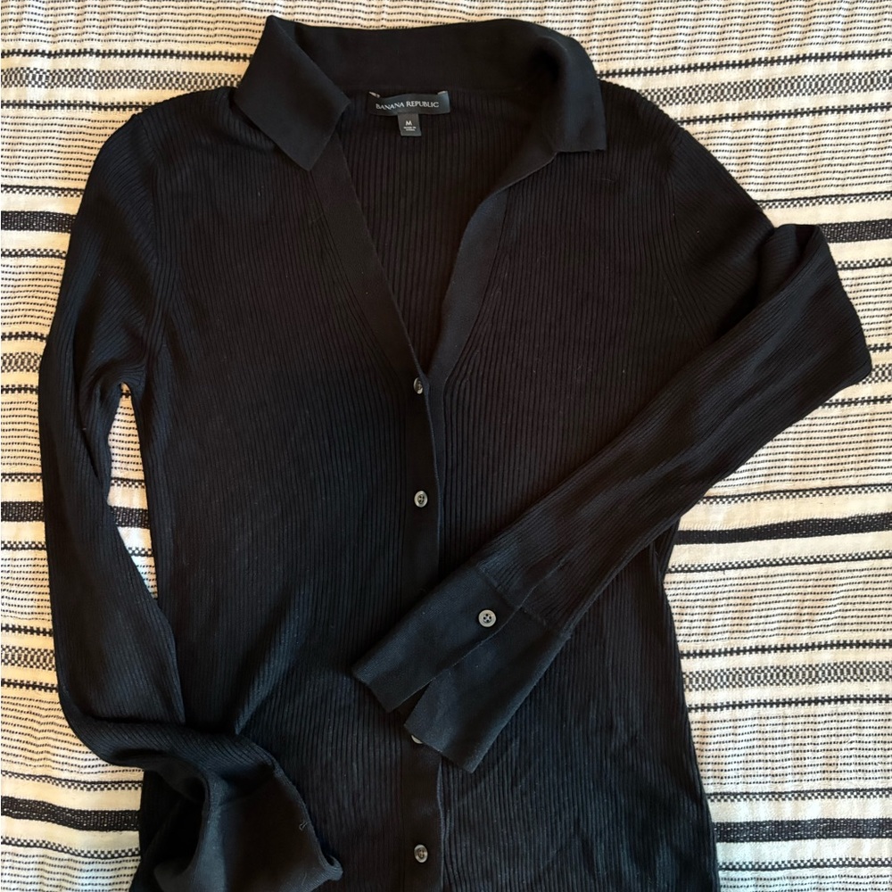 Banana Republic Black Ribbed Cardigan